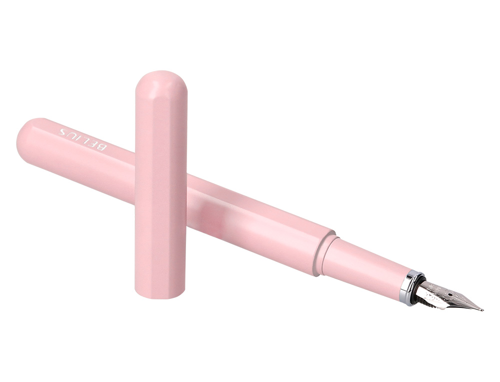 PLUMA Y FUNDA DE SIMILPIEL BELIUS SPACE B COLOR MINIMALISTA ROSA TINTA AZUL CAJA DE DISEÑO