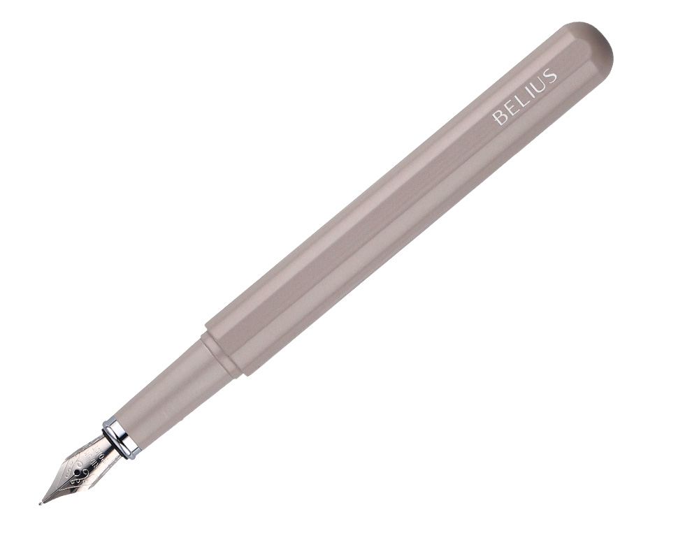 PLUMA Y FUNDA DE SIMILPIEL BELIUS SPACE B COLOR MINIMALISTA GRIS TINTA AZUL CAJA DE DISEÑO