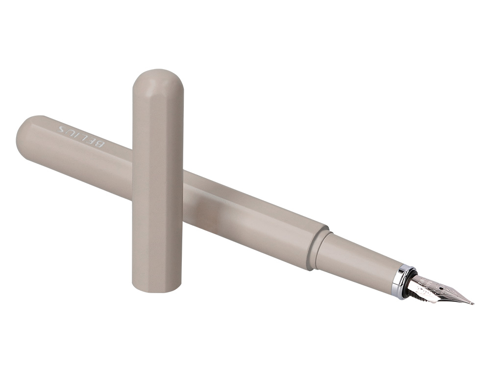 PLUMA Y FUNDA DE SIMILPIEL BELIUS SPACE B COLOR MINIMALISTA GRIS TINTA AZUL CAJA DE DISEÑO