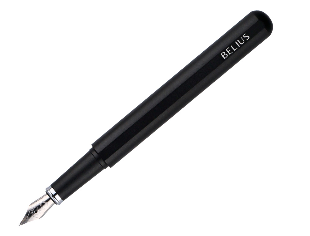 PLUMA Y FUNDA DE SIMILPIEL BELIUS SPACE B COLOR MINIMALISTA NEGRO TINTA AZUL CAJA DE DISEÑO