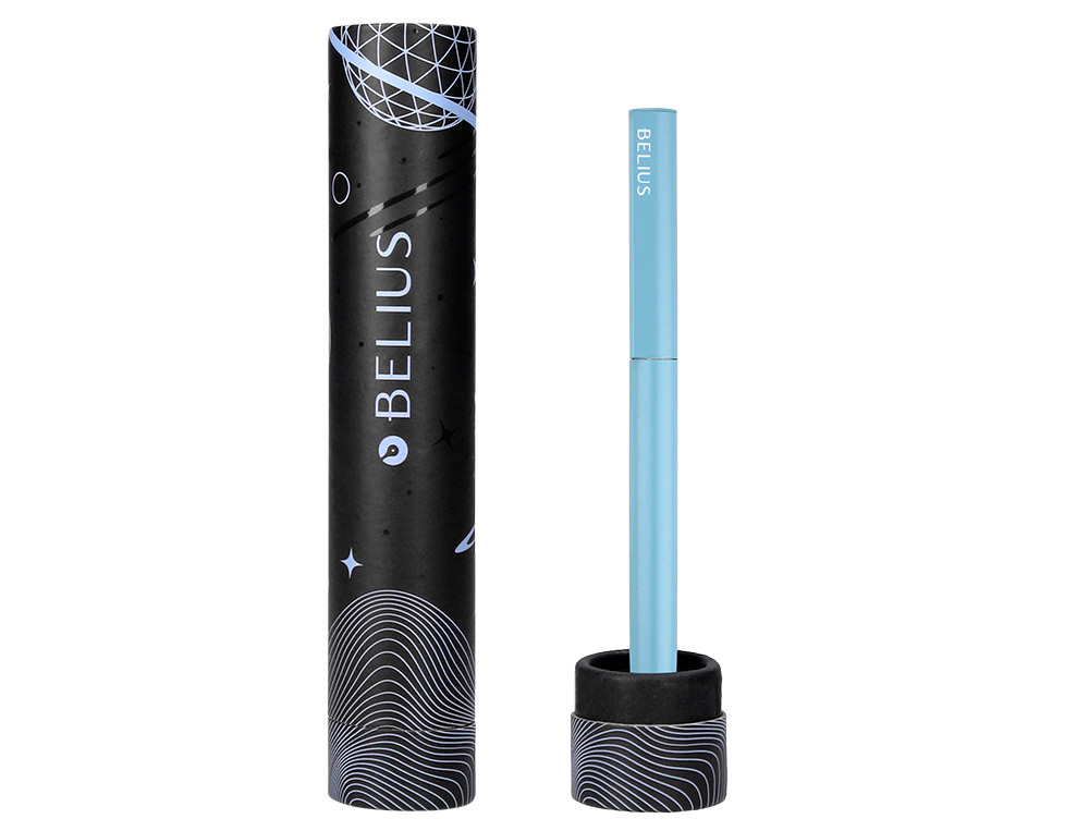 BOLIGRAFO BELIUS ROCKET B ALUMINIO COLOR MINIMALISTA AZUL TINTA AZUL CAJA CILINDRICA