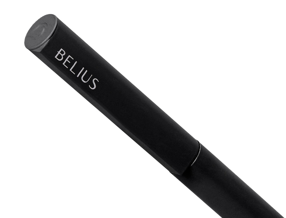 BOLIGRAFO BELIUS ROCKET B ALUMINIO COLOR MINIMALISTA NEGRO TINTA AZUL CAJA CILINDRICA