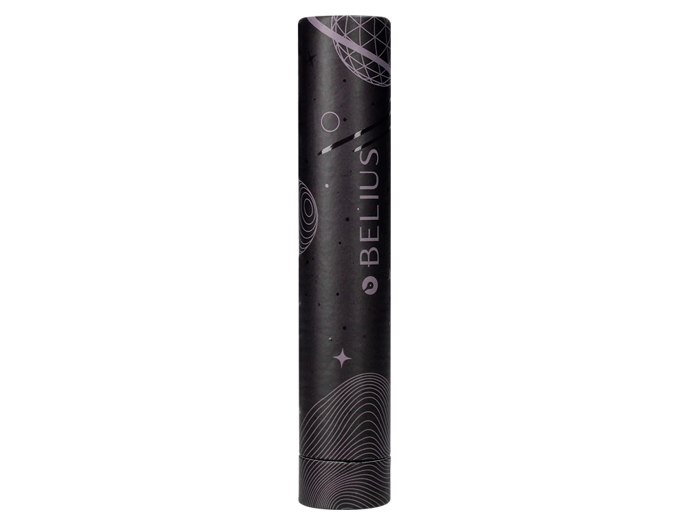 BOLIGRAFO BELIUS ROCKET B ALUMINIO COLOR MINIMALISTA NEGRO TINTA AZUL CAJA CILINDRICA