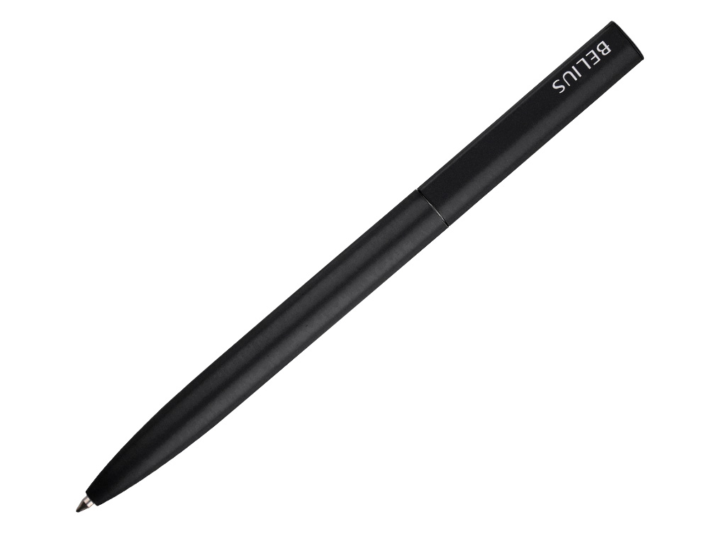 BOLIGRAFO BELIUS ROCKET B ALUMINIO COLOR MINIMALISTA NEGRO TINTA AZUL CAJA CILINDRICA