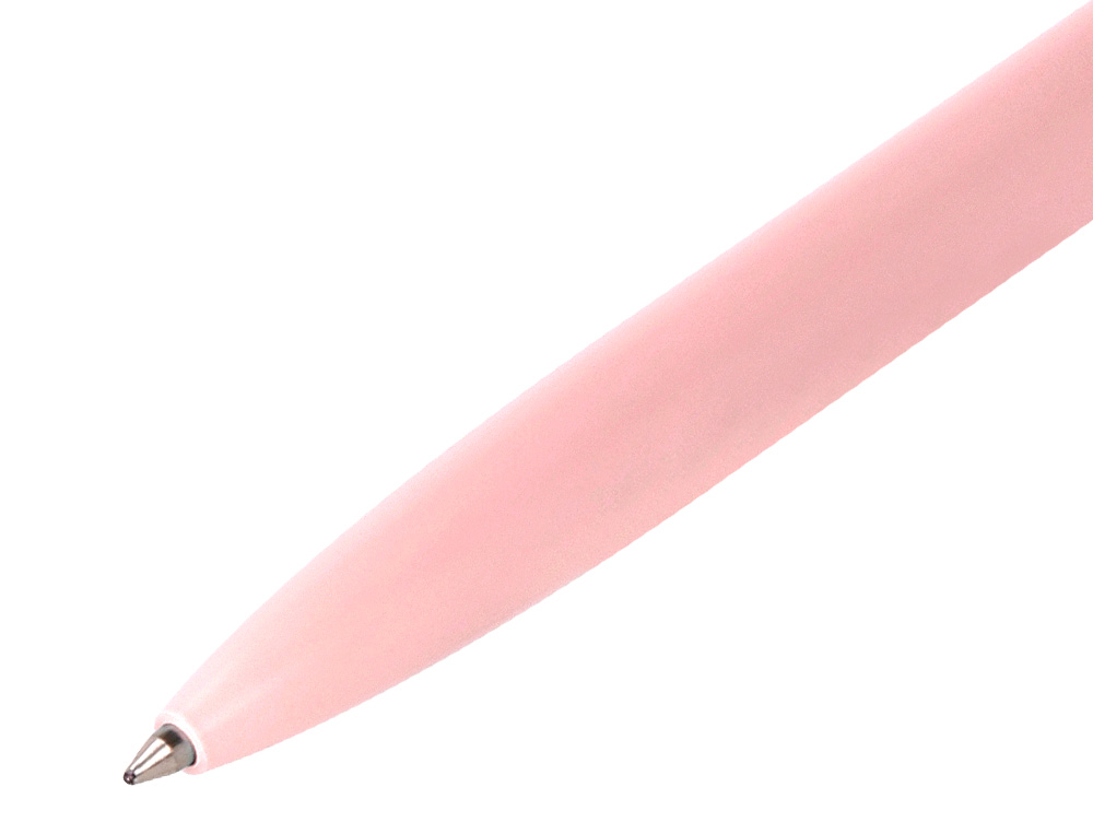 BOLIGRAFO BELIUS ROCKET B ALUMINIO COLOR MINIMALISTA ROSA TINTA AZUL CAJA CILINDRICA