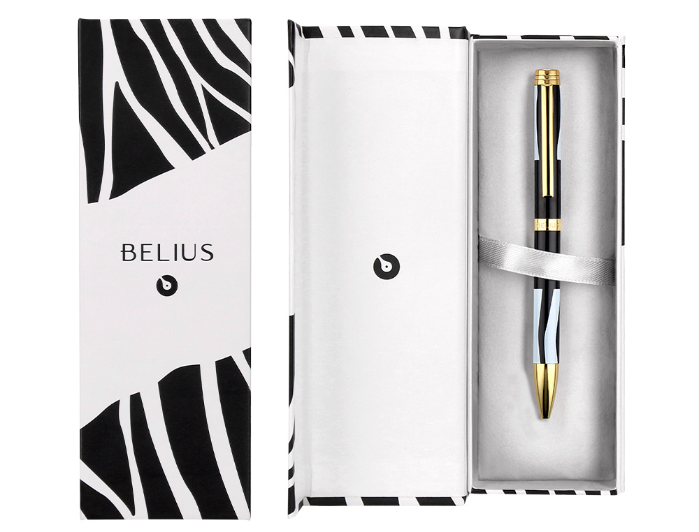 ROLLER BELIUS DUALITA CUERPO NEGRO COLOR BLANCO TINTA NEGRA CAJA DE DISEÑO