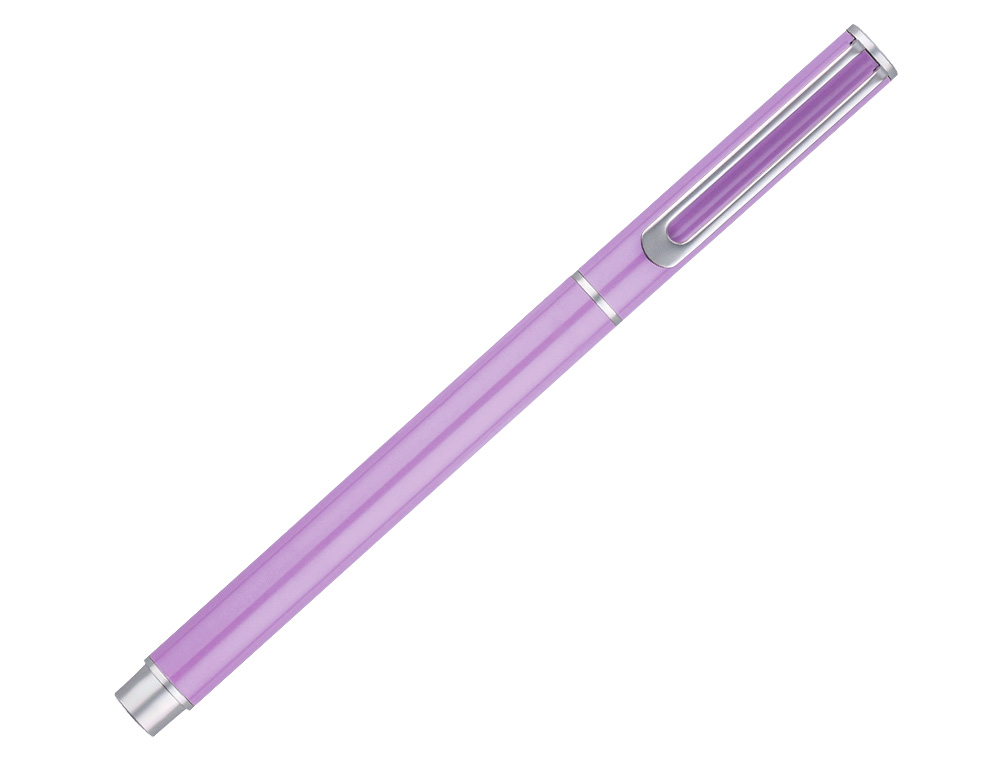 JUEGO BOLIGRAFO Y ROLLER BELIUS ENDLESS SUMMER ALUMINIO COLOR MORADO Y PLATEADO TINTA AZUL CAJA DE DISEO
