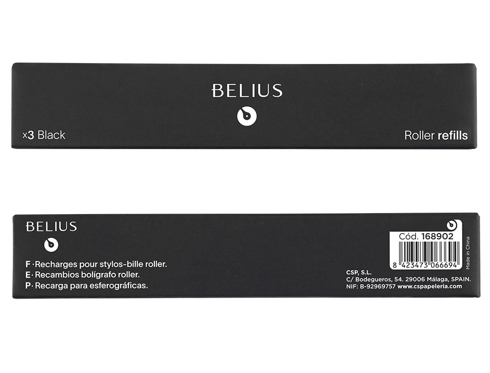 RECAMBIO ROLLER BELIUS NEGRO 0,7 MM CAJA 3 UNIDADES
