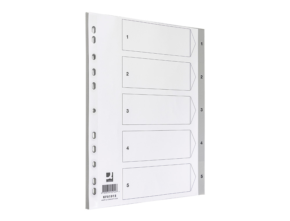 SEPARADOR NUMERICO Q-CONNECT PLASTICO 1-5 JUEGO DE 5 SEPARADORES DIN A4 MULTITALADRO