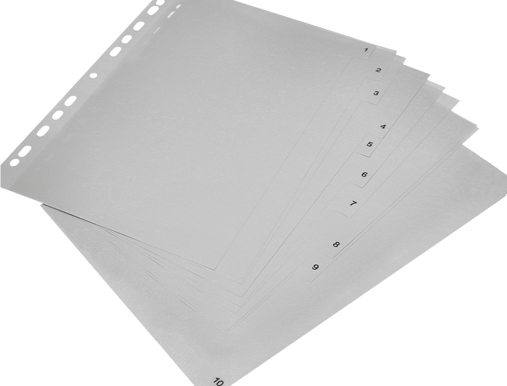 SEPARADOR NUMERICO Q-CONNECT PLASTICO 1-10 JUEGO DE 10 SEPARADORES DIN A4 MULTITALADRO