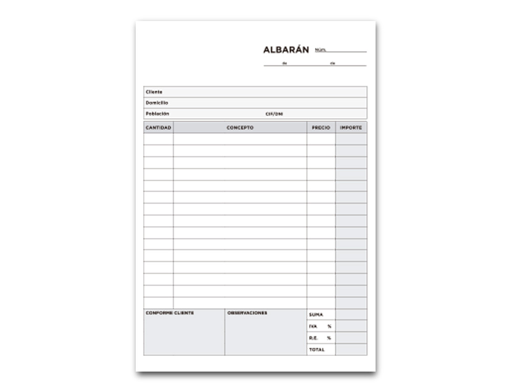 TALONARIO LIDERPAPEL ALBARAN CUARTO ORIGINAL Y COPIA T215
