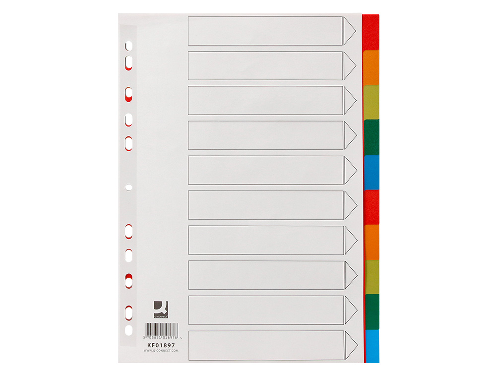 SEPARADOR Q-CONNECT PLASTICO JUEGO DE 10 SEPARADORES DIN A4 MULTITALADRO