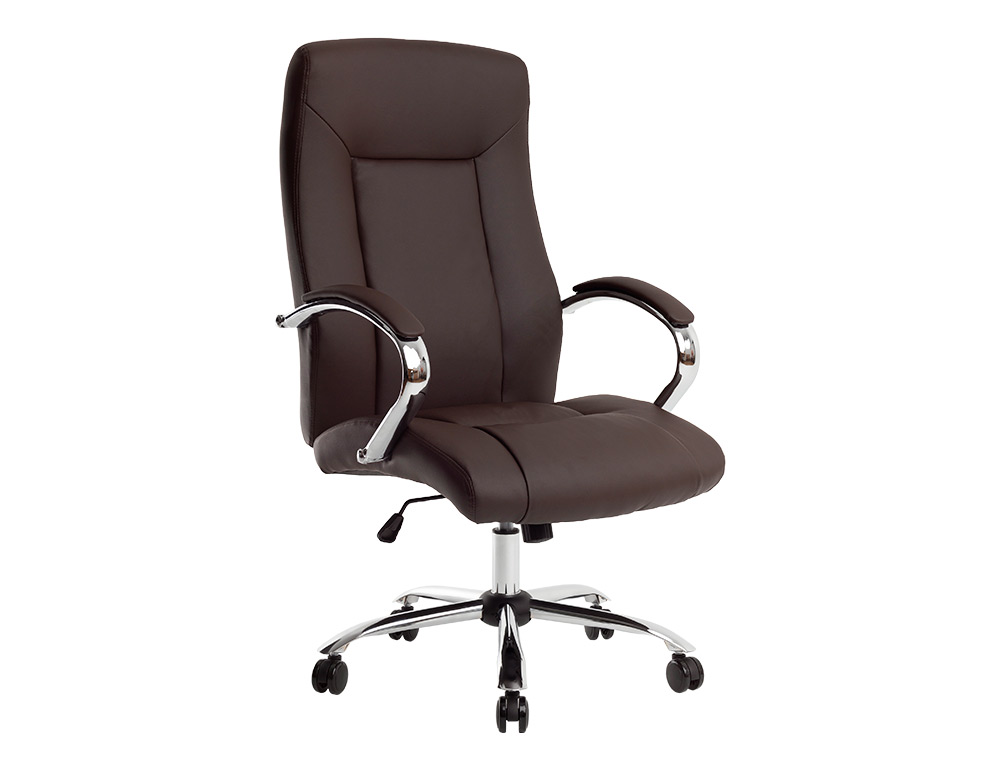 SILLA Q-CONNECT DIRECCION VERO NA SIMIL PIEL BASE METALICA ALT MAX 1210 ANC 650 PROF 730 MM RUEDAS PREMIUM COLOR MARRON