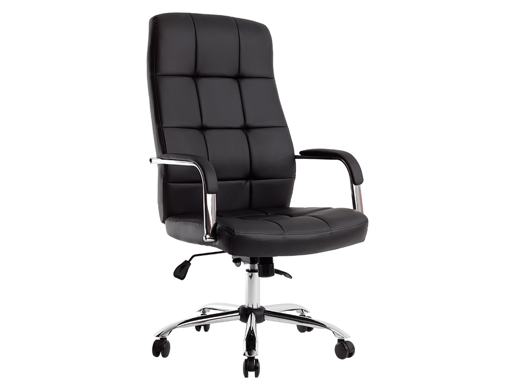 SILLA Q-CONNECT DIRECCION PIAV E SIMIL PIEL BASE METALICA ALT MAX 1250 ANC 610 PROF 700 MM RUEDAS PREMIUM COLOR NEGRO