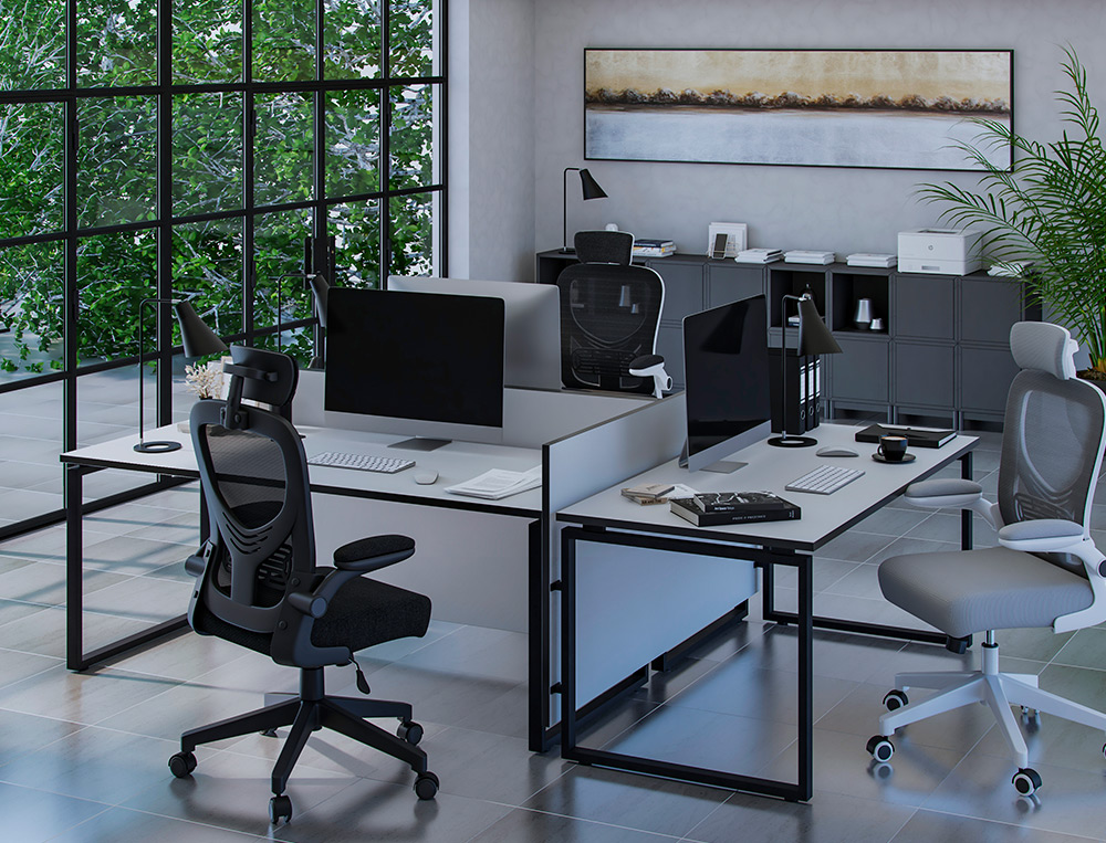 SILLA Q-CONNECT ERGONOMICA PAL ERMO MALLA BASE NYLON ALT MAX 1300 ANC 610 PROF 600 RUEDAS PREMIUM COLOR BLANCO NEGRO