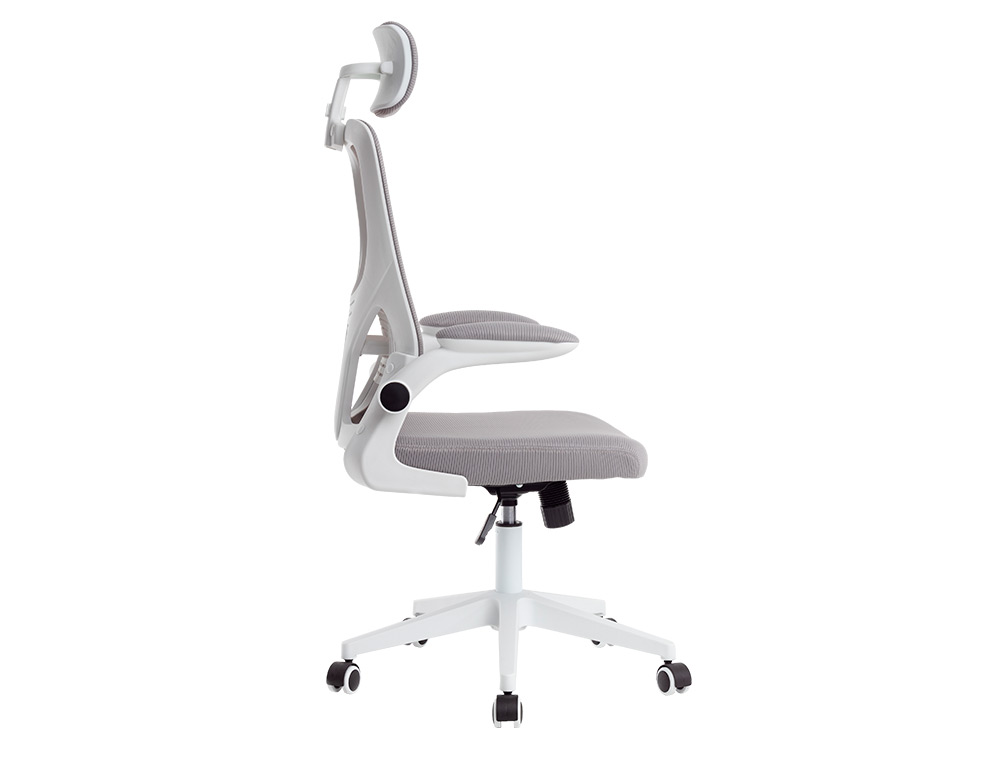 SILLA Q-CONNECT ERGONOMICA PAL ERMO MALLA BASE NYLON ALT MAX 1300 ANC 610 PROF 600 RUEDAS PREMIUM COLOR BLANCO GRIS