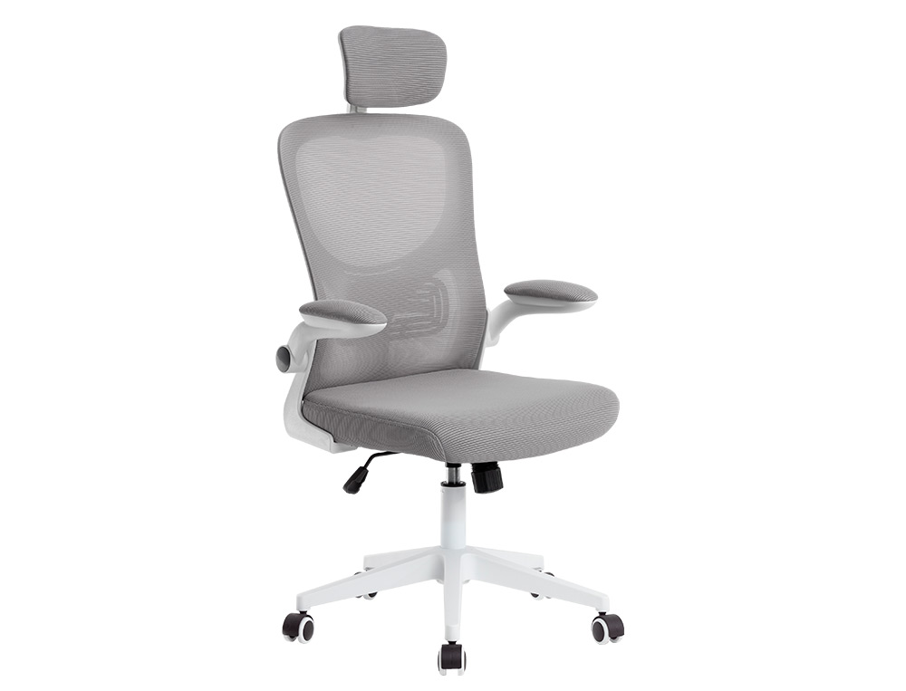 SILLA Q-CONNECT ERGONOMICA PAL ERMO MALLA BASE NYLON ALT MAX 1300 ANC 610 PROF 600 RUEDAS PREMIUM COLOR BLANCO GRIS