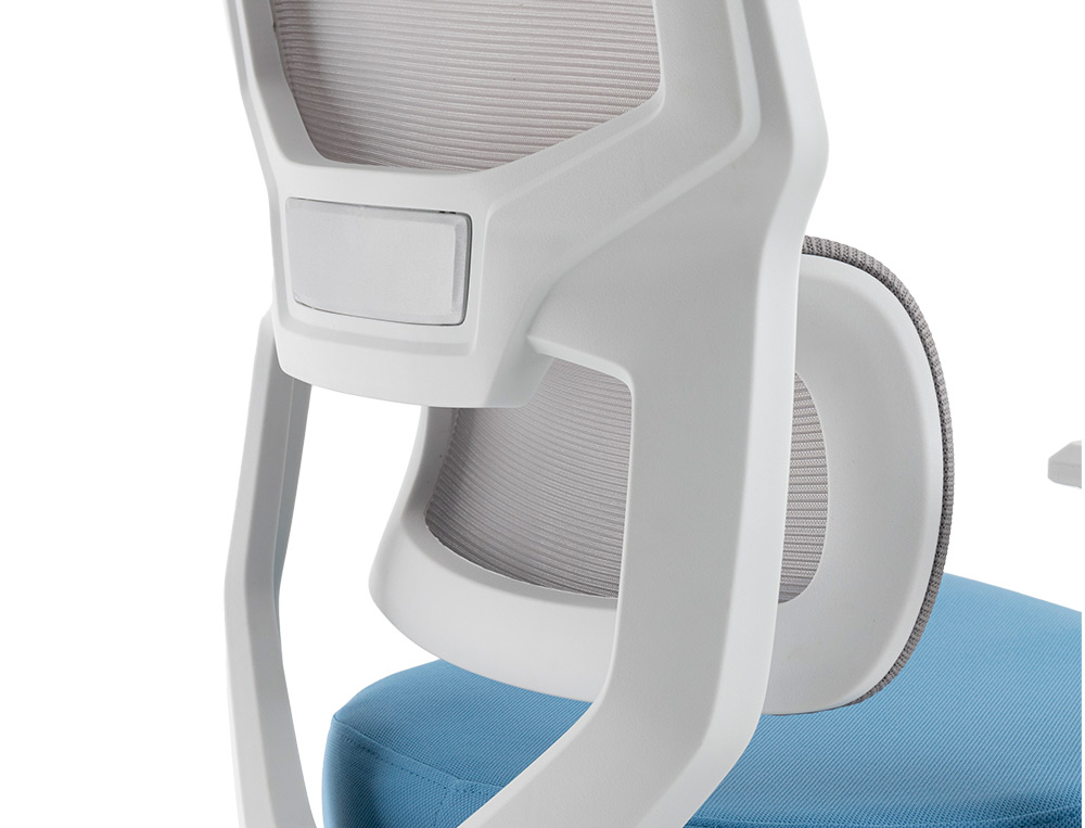 SILLA Q-CONNECT OFICINA LUCCA MALLA BASE METALICA ALT MAX 1090 ANC 700 PROF 650 RUEDAS PREMIUM COLOR BLANCO GRIS AZUL