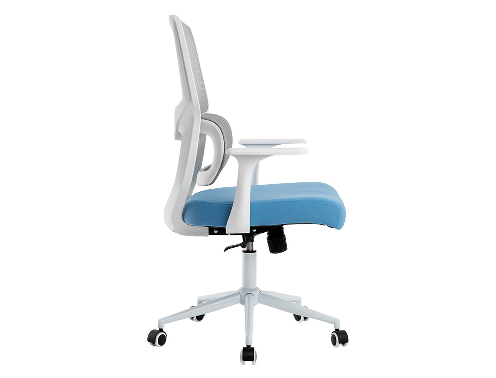 SILLA Q-CONNECT OFICINA LUCCA MALLA BASE METALICA ALT MAX 1090 ANC 700 PROF 650 RUEDAS PREMIUM COLOR BLANCO GRIS AZUL