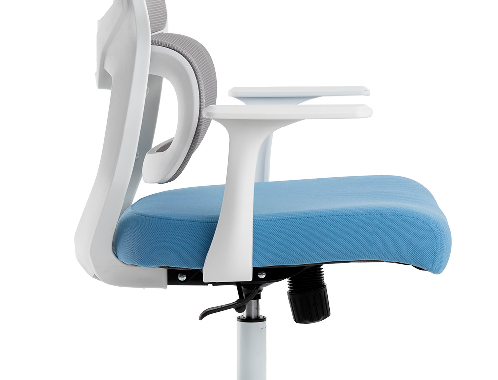 SILLA Q-CONNECT OFICINA LUCCA MALLA BASE METALICA ALT MAX 1090 ANC 700 PROF 650 RUEDAS PREMIUM COLOR BLANCO GRIS AZUL