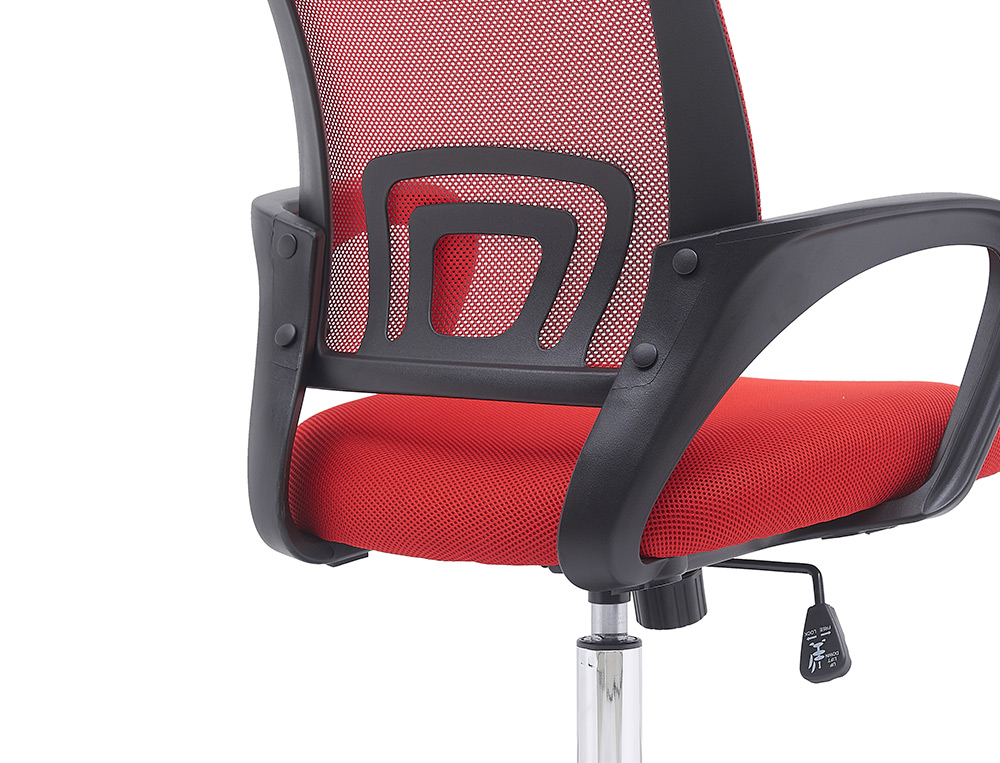 SILLA Q-CONNECT OFICINA SIENA MALLA BASE METALICA ALT MAX 1000 ANC 560 PROF 570 RUEDAS PREMIUM COLOR NEGRO ROJO