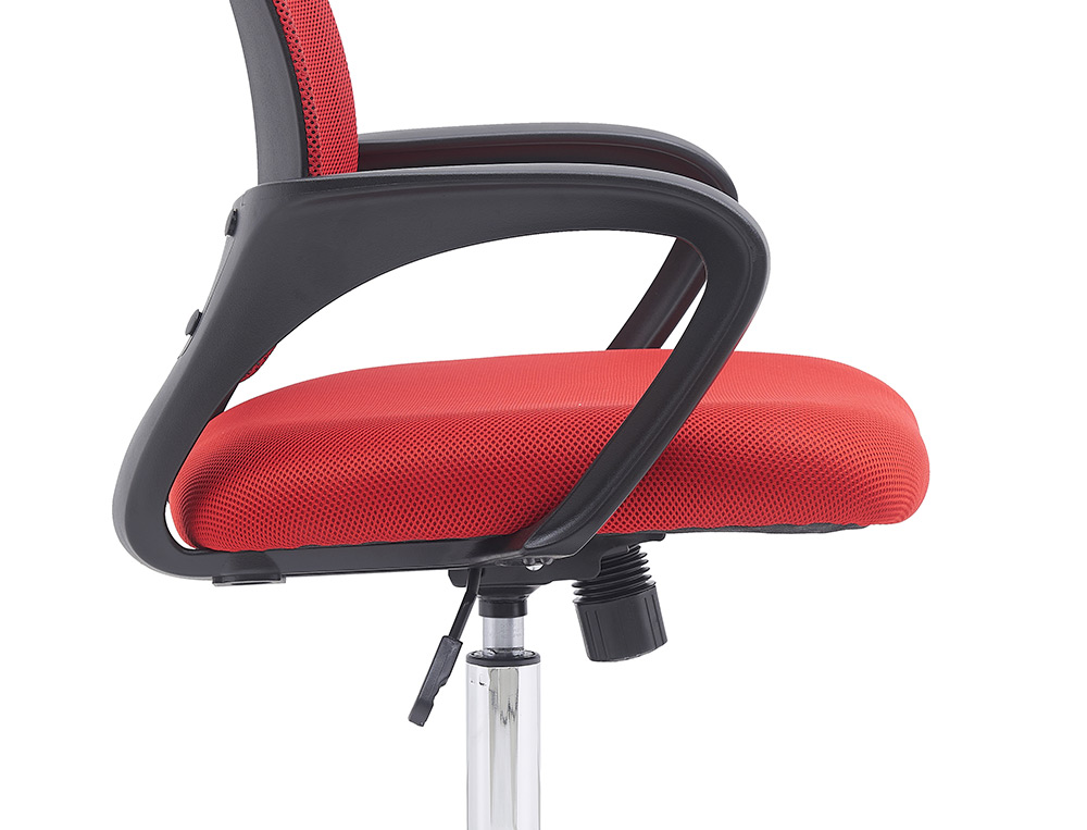 SILLA Q-CONNECT OFICINA SIENA MALLA BASE METALICA ALT MAX 1000 ANC 560 PROF 570 RUEDAS PREMIUM COLOR NEGRO ROJO