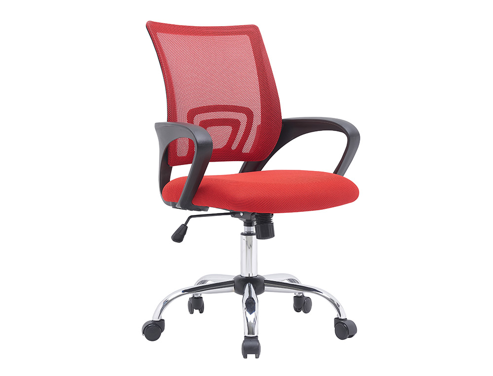 SILLA Q-CONNECT OFICINA SIENA MALLA BASE METALICA ALT MAX 1000 ANC 560 PROF 570 RUEDAS PREMIUM COLOR NEGRO ROJO