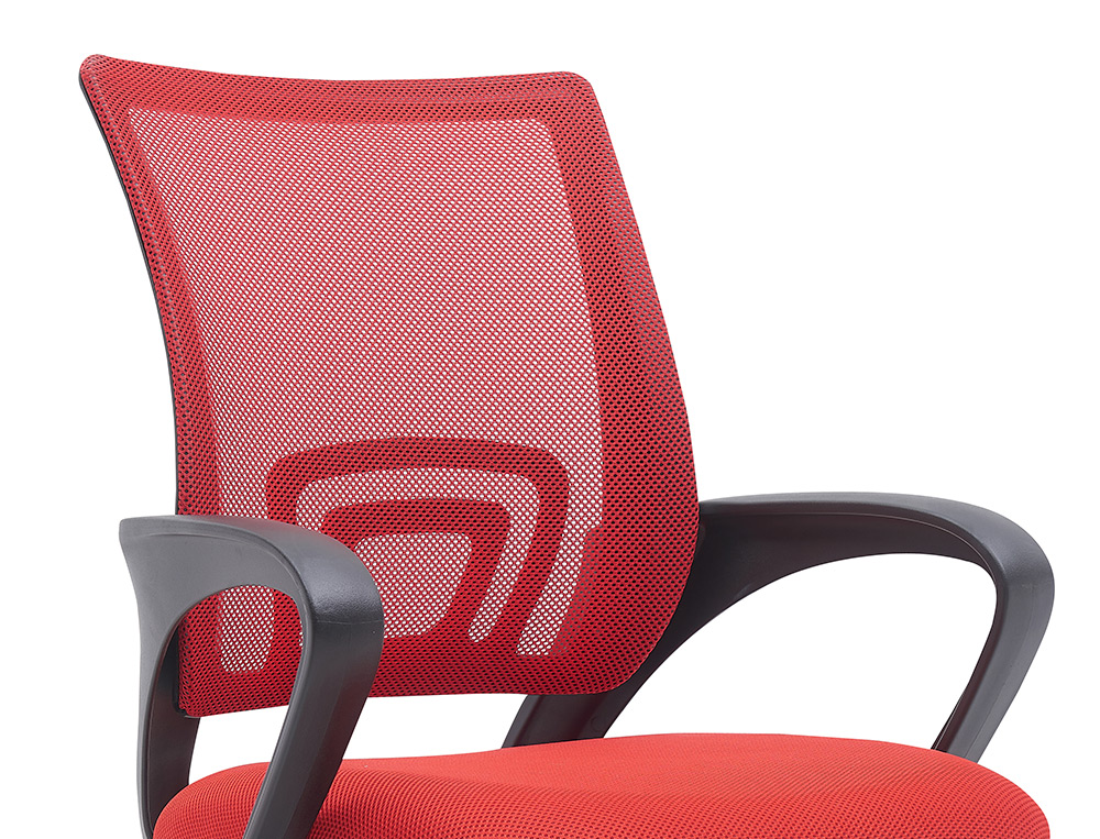 SILLA Q-CONNECT OFICINA SIENA MALLA BASE METALICA ALT MAX 1000 ANC 560 PROF 570 RUEDAS PREMIUM COLOR NEGRO ROJO