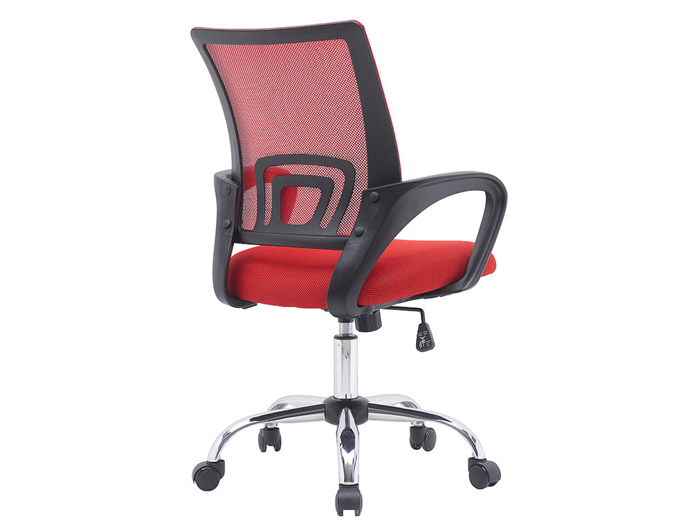 SILLA Q-CONNECT OFICINA SIENA MALLA BASE METALICA ALT MAX 1000 ANC 560 PROF 570 RUEDAS PREMIUM COLOR NEGRO ROJO