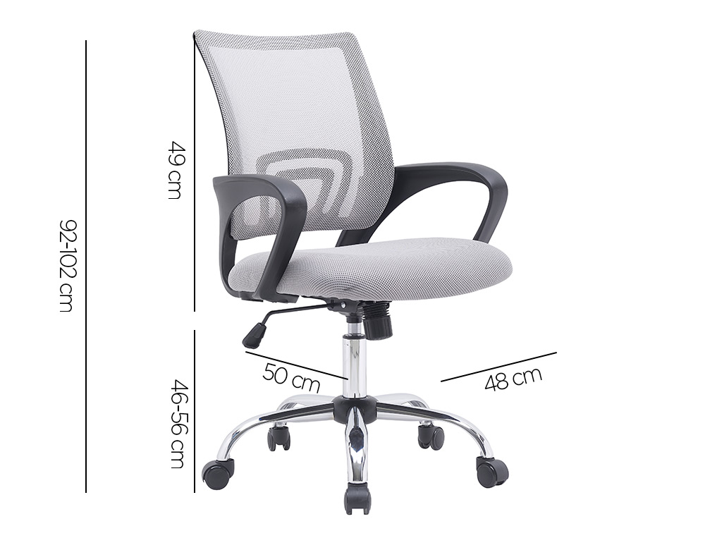 SILLA Q-CONNECT OFICINA SIENA MALLA BASE METALICA ALT MAX 1000 ANC 560 PROF 570 RUEDAS PREMIUM COLOR BLANCO GRIS