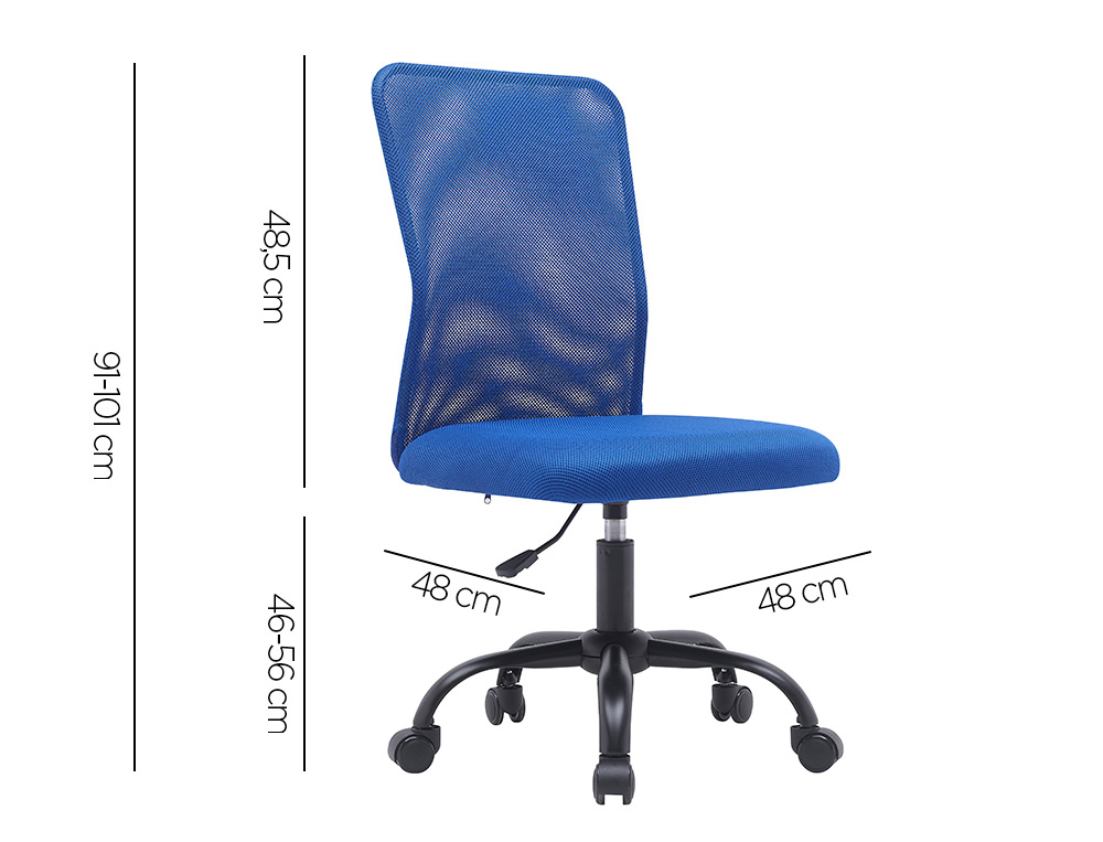 SILLA Q-CONNECT OFICINA PARMA MALLA SIN REPOSABRAZOS ALT MAX 990 ANC 480 PROF 590 COLOR AZUL