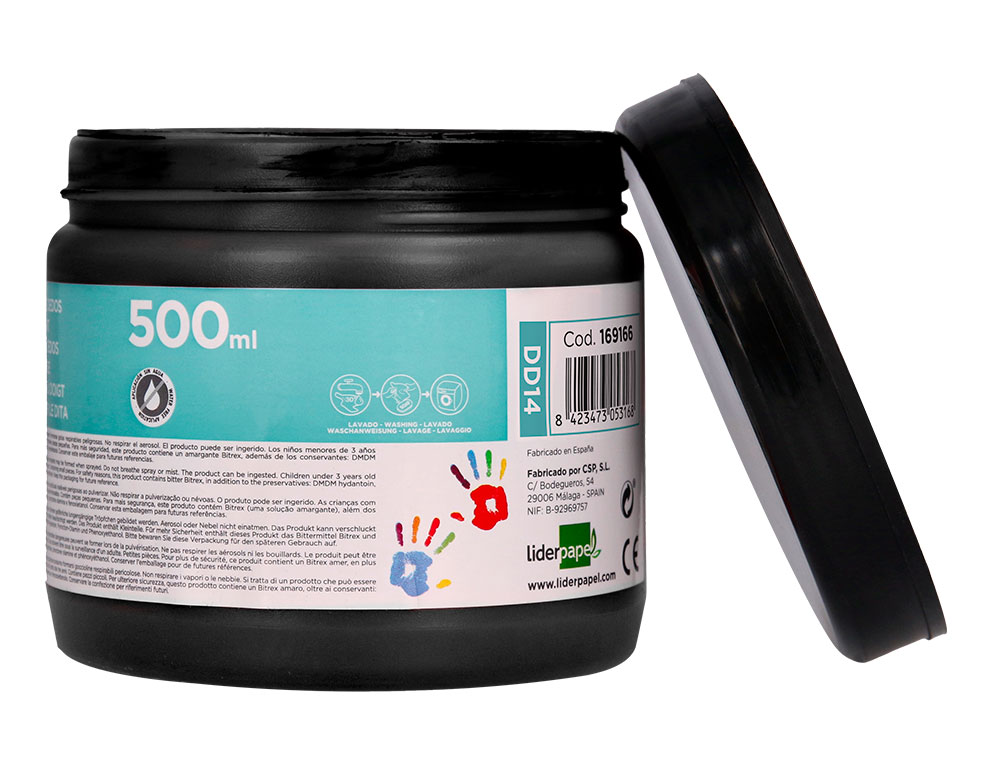 PINTURA DEDOS LIDERPAPEL NEGRO TARRINA DE 500 CC