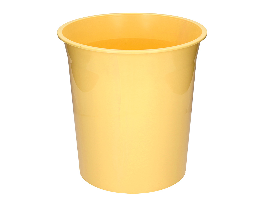 PAPELERA PLASTICO Q-CONNECT AMARILLO PASTEL OPACO 13 LITROS 275X285 MM