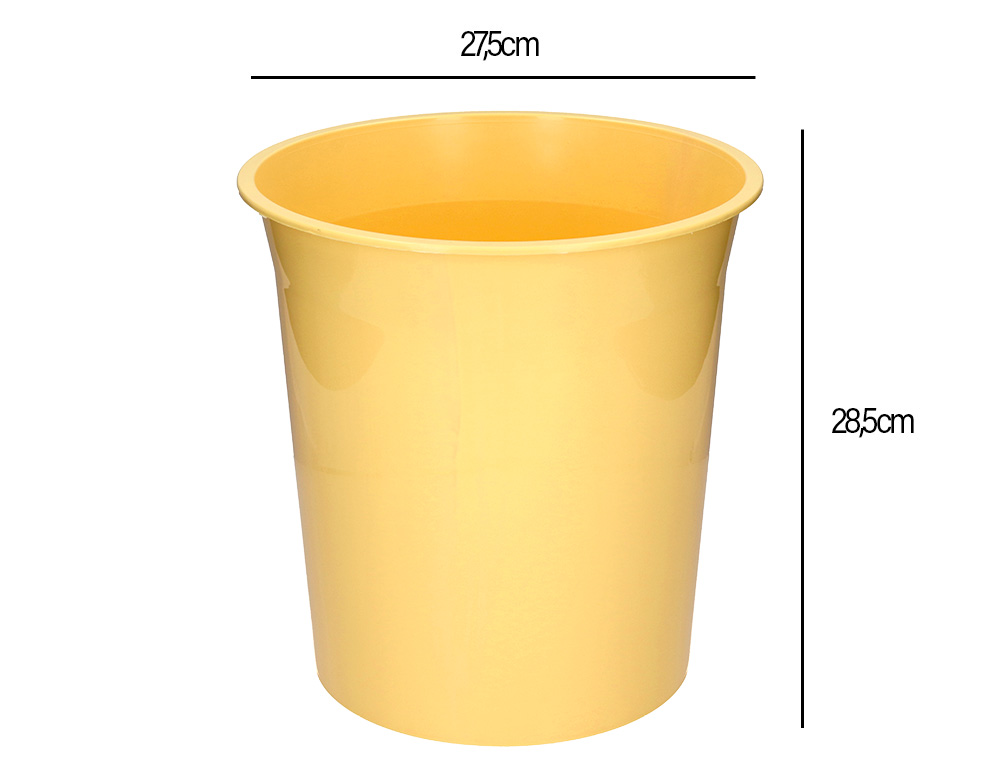 PAPELERA PLASTICO Q-CONNECT AMARILLO PASTEL OPACO 13 LITROS 275X285 MM