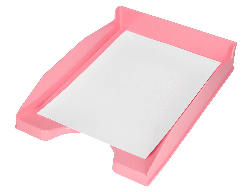 BANDEJA SOBREMESA PLASTICO Q-CONNECT ROSA PASTEL OPACO 240X70X340 MM
