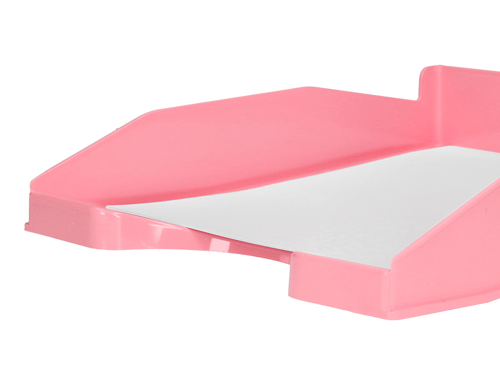 BANDEJA SOBREMESA PLASTICO Q-CONNECT ROSA PASTEL OPACO 240X70X340 MM