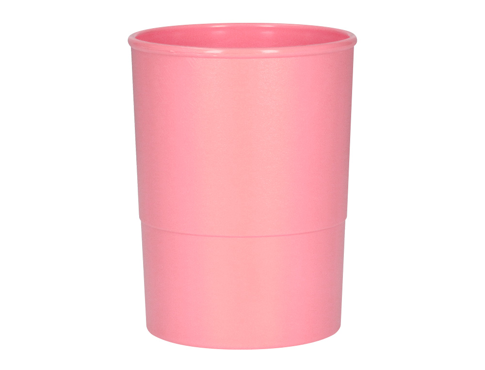 CUBILETE PORTALAPICES Q-CONNECT ROSA PASTEL OPACO PLASTICO DIAMETRO 75 MM ALTO 100 MM