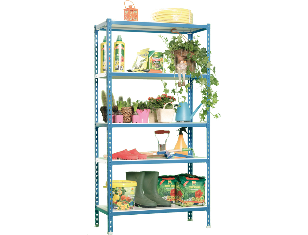 ESTANTERIA METALICA SIMONRACK KIT SIMONCLICK MINI 5/400 COLOR AZUL/BLANCO 5 ESTANTES 180 KG POR ESTANTE 180X80X40CM