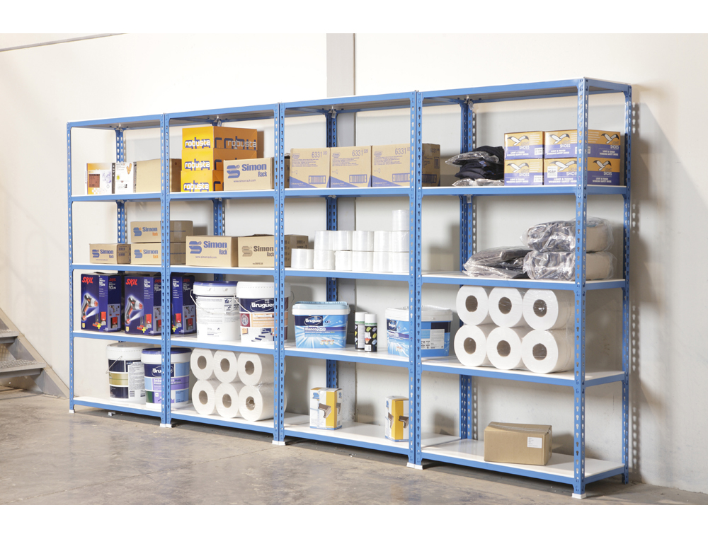 ESTANTERIA METALICA SIMONRACK KIT SIMONCLICK MINI 5/400 COLOR AZUL/BLANCO 5 ESTANTES 180 KG POR ESTANTE 180X80X40CM