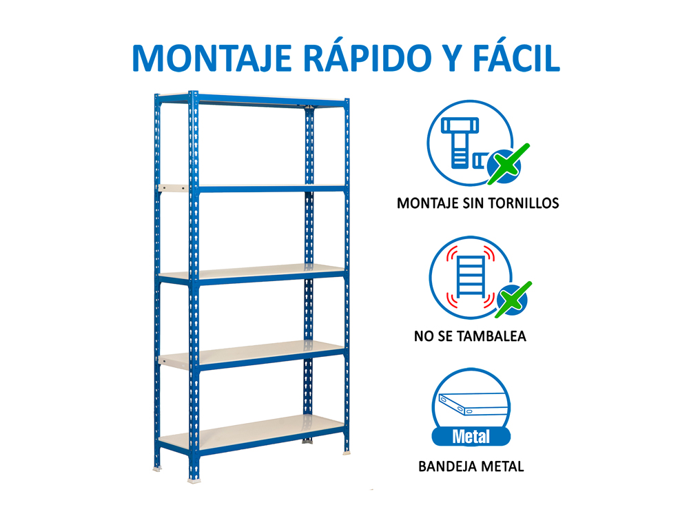ESTANTERIA METALICA SIMONRACK KIT SIMONCLICK MINI 5/400 COLOR AZUL/BLANCO 5 ESTANTES 180 KG POR ESTANTE 180X80X40CM
