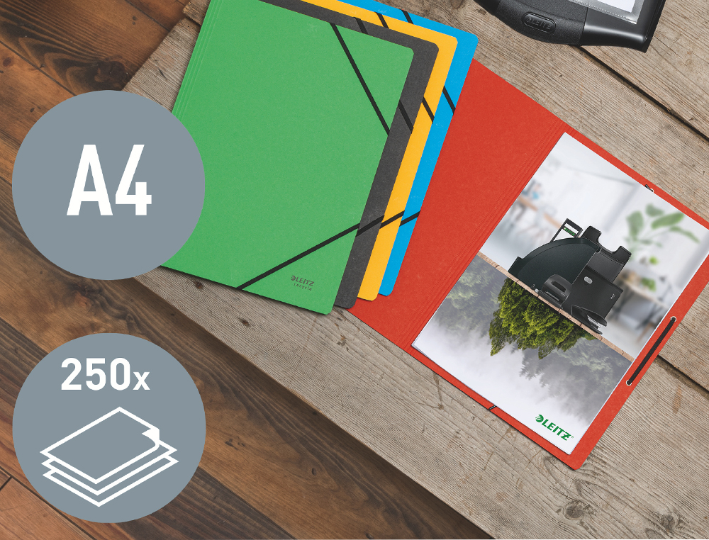 CARPETA LEITZ RECYCLE GOMAS DIN A4 CARTON RECICLABLE 100% VERDE