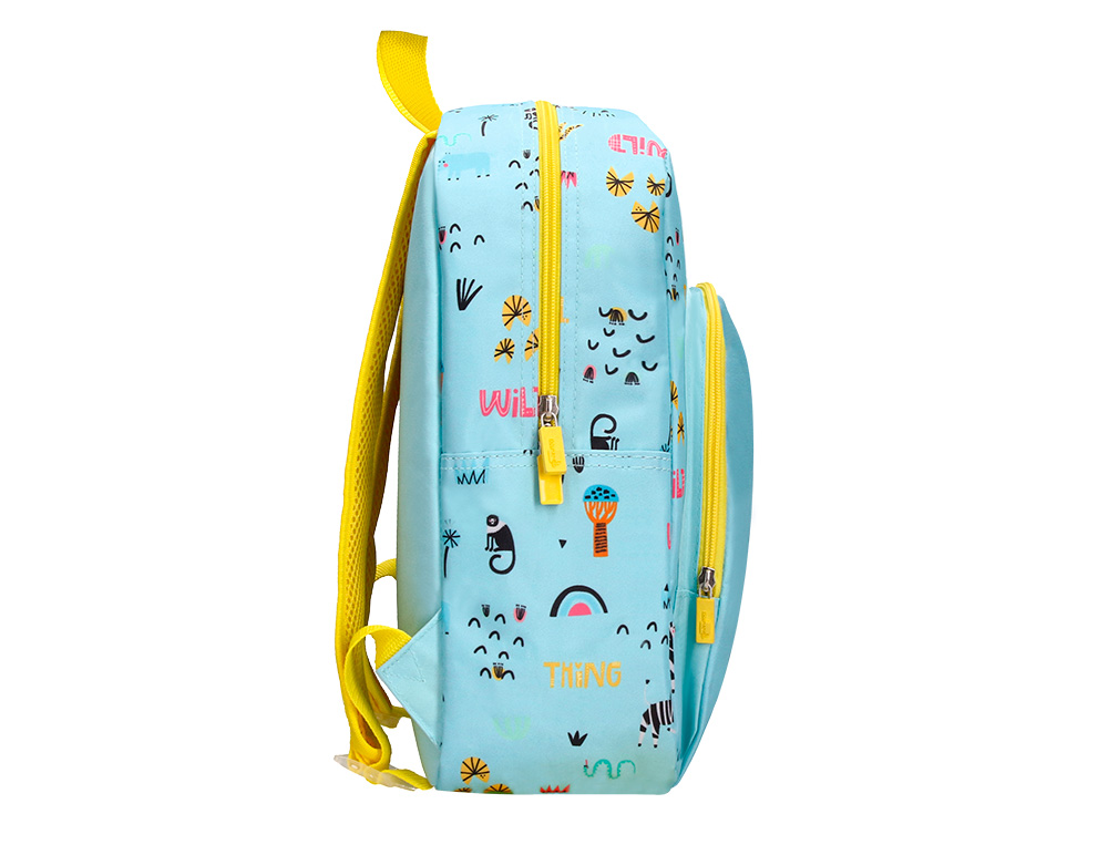 MOCHILA ESCOLAR LIDERPAPEL SAFARI INFANTIL AZUL LEON 330X110X250 MM