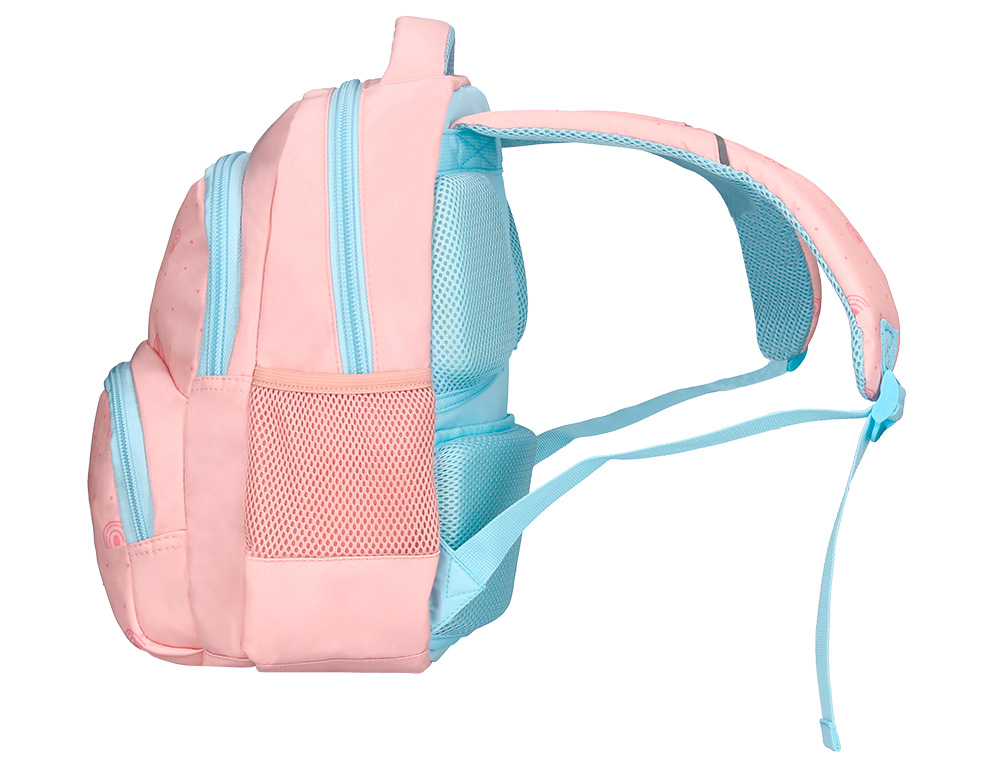 MOCHILA ESCOLAR LIDERPAPEL MULTIBOLSILLO INFANTIL ROSA RAINBOWS 350X110X270 MM