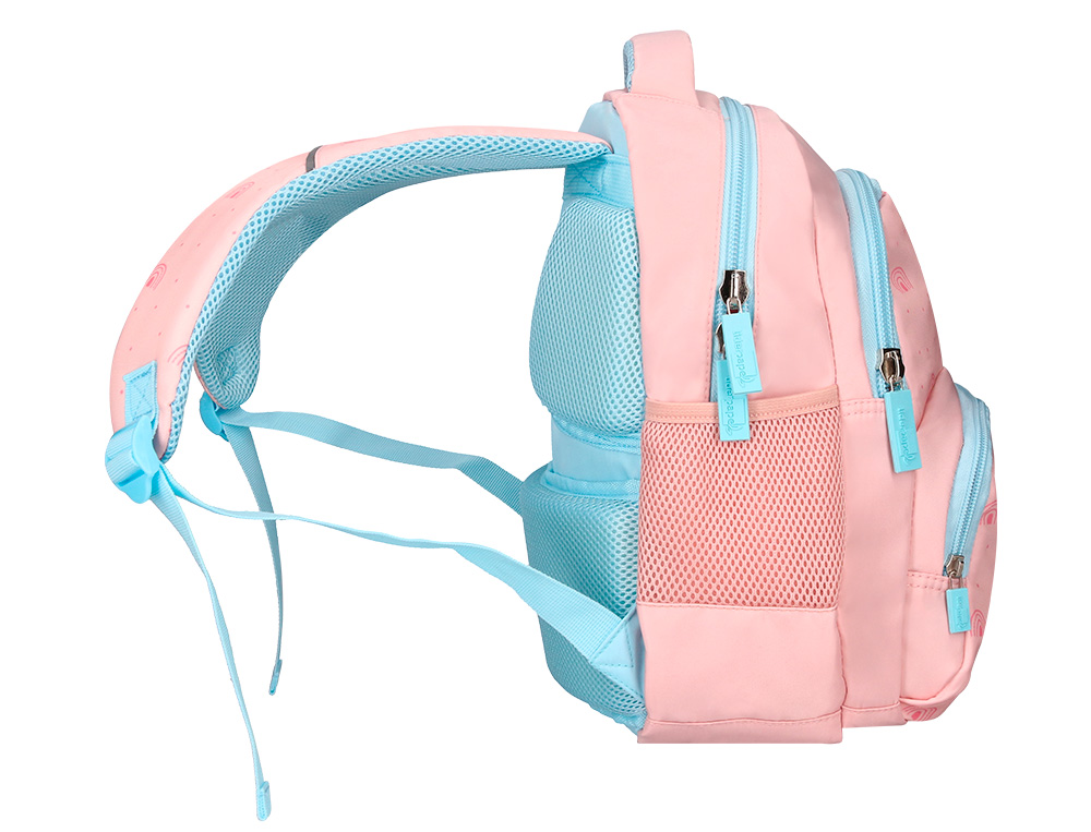 MOCHILA ESCOLAR LIDERPAPEL MULTIBOLSILLO INFANTIL ROSA RAINBOWS 350X110X270 MM