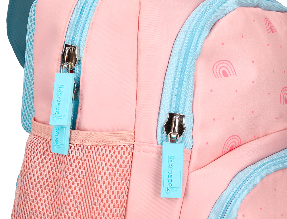 MOCHILA ESCOLAR LIDERPAPEL MULTIBOLSILLO INFANTIL ROSA RAINBOWS 350X110X270 MM