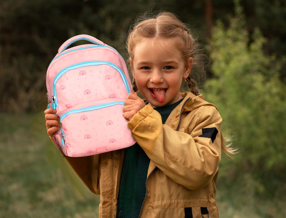 MOCHILA ESCOLAR LIDERPAPEL MULTIBOLSILLO INFANTIL ROSA RAINBOWS 350X110X270 MM
