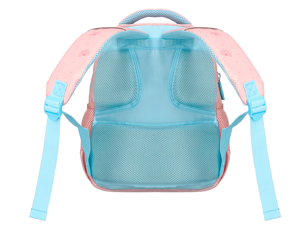 MOCHILA ESCOLAR LIDERPAPEL MULTIBOLSILLO INFANTIL ROSA RAINBOWS 350X110X270 MM