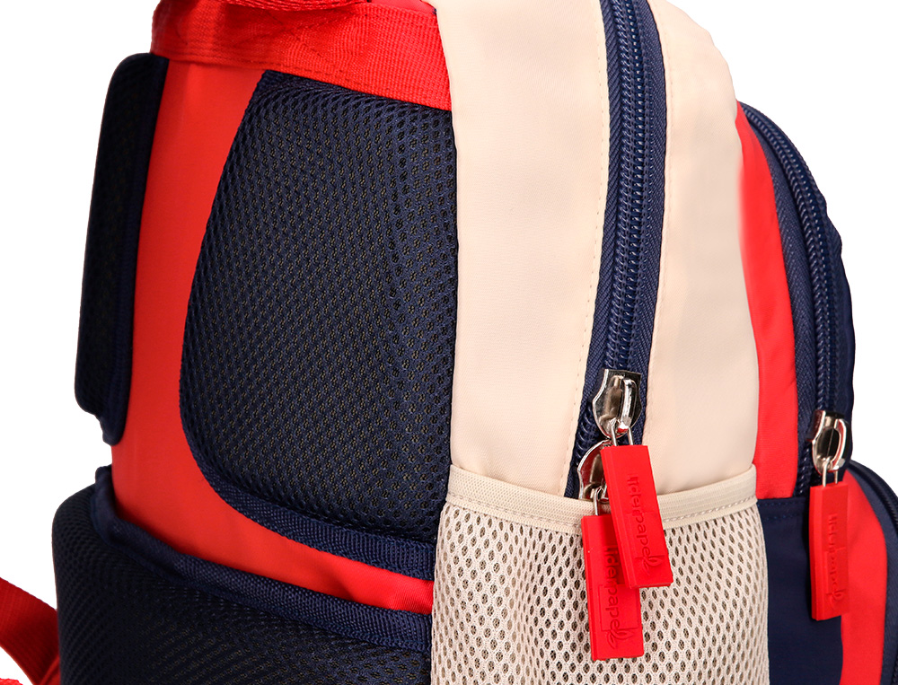 MOCHILA ESCOLAR LIDERPAPEL MULTIBOLSILLO INFANTIL AZUL MARINO ROJO BEIGE 350X110X270 MM