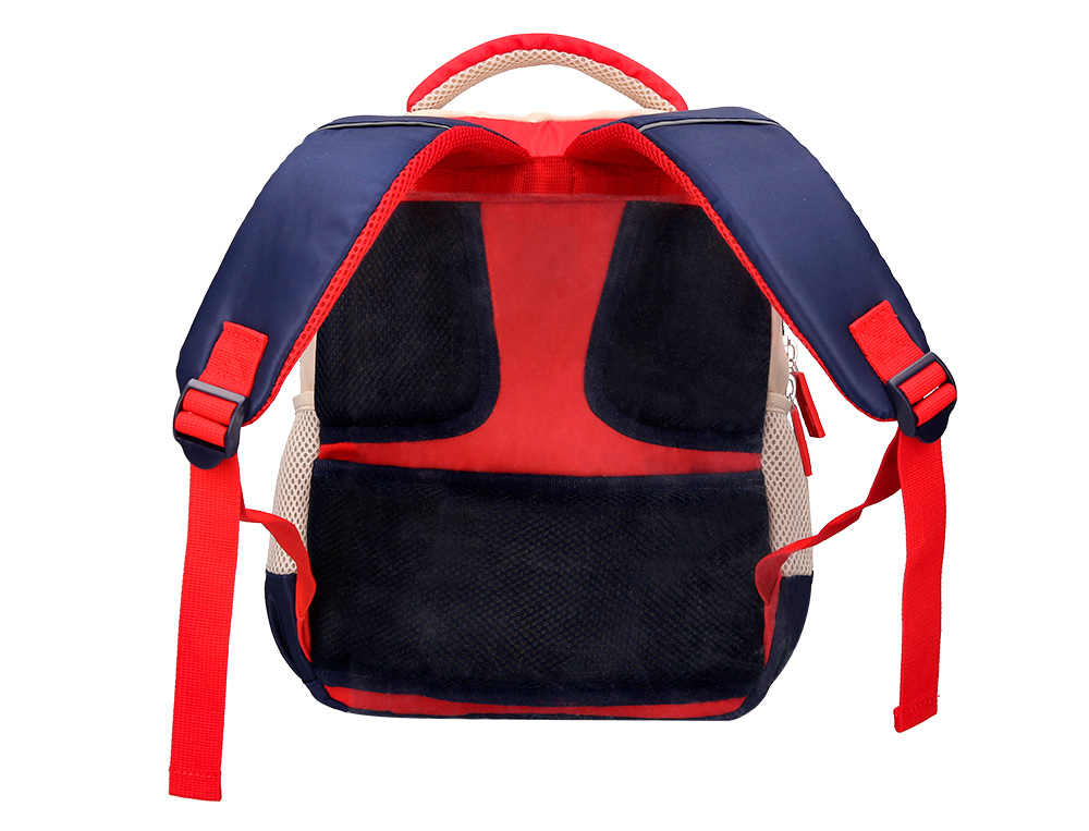 MOCHILA ESCOLAR LIDERPAPEL MULTIBOLSILLO INFANTIL AZUL MARINO ROJO BEIGE 350X110X270 MM