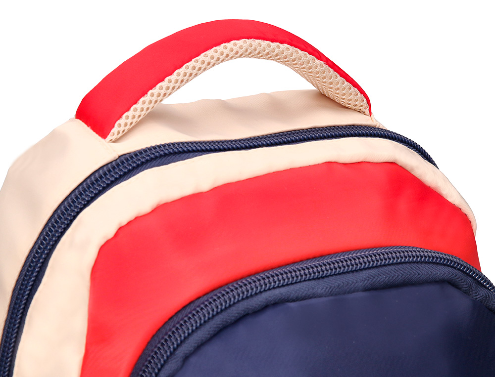 MOCHILA ESCOLAR LIDERPAPEL MULTIBOLSILLO INFANTIL AZUL MARINO ROJO BEIGE 350X110X270 MM